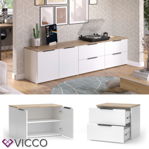 Vicco Wohnwand Wido Weiß Eiche 3 Teile