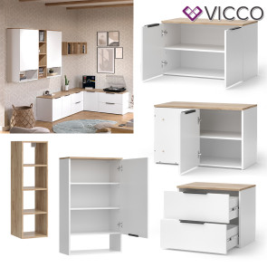Vicco Wohnwand Wido Weiß Eiche 9 Teile