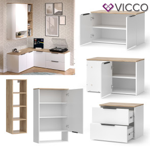 Vicco Wohnwand Wido Weiß Eiche 5 Teile