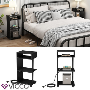 Vicco Nachttisch Barion Schwarz 38 x 78 cm 2er Set