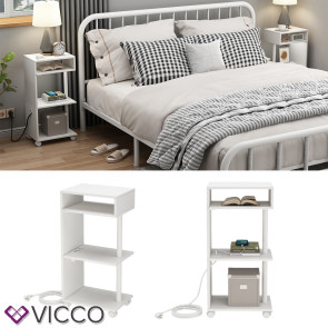 Vicco Nachttisch Barion Weiß 38 x 78 cm 2er Set