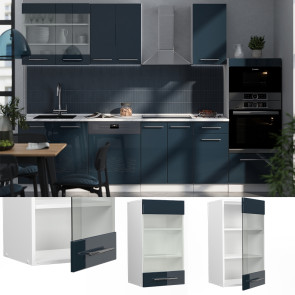 Vicco Glashängeschrank Fame-Line Weiß Dunkelblau Hochglanz 40 cm
