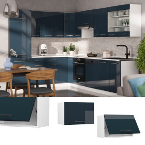 Vicco Hängeschrank Fame-Line Weiß Dunkelblau Hochglanz 60 cm flach