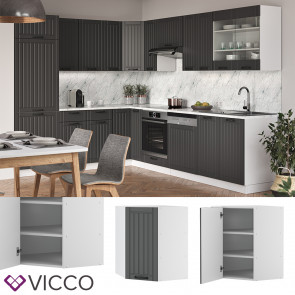 Vicco Eckhängeschrank Küchenschrank Küchenmöbel Fame-Line Landhaus Weiß Anthrazit 57 cm modern