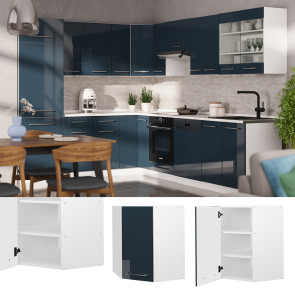 Vicco Eckhängeschrank Fame-Line Weiß Dunkelblau Hochglanz 57 cm