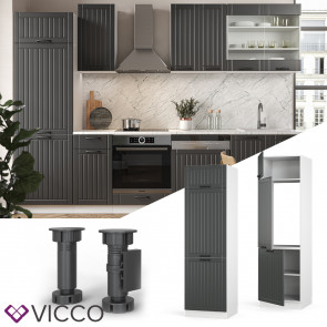 Vicco Kühlumbauschrank Küchenschrank Küchenmöbel Fame-Line Landhaus Weiß Anthrazit 60 cm modern