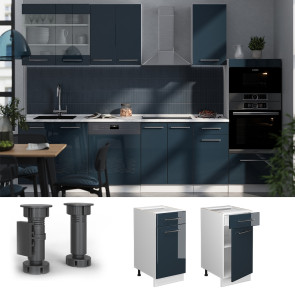 Vicco Schubunterschrank Fame-Line Weiß Dunkelblau Hochglanz 40 cm ohne Arbeitsplatte