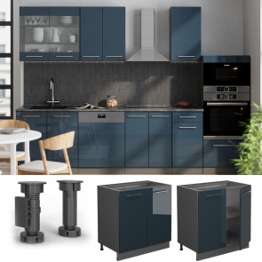 Vicco Unterschrank Fame-Line Anthrazit Dunkelblau Hochglanz 80 cm ohne Arbeitsplatte