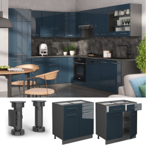 Vicco Schubunterschrank Fame-Line Anthrazit Dunkelblau Hochglanz 80 cm ohne Arbeitsplatte