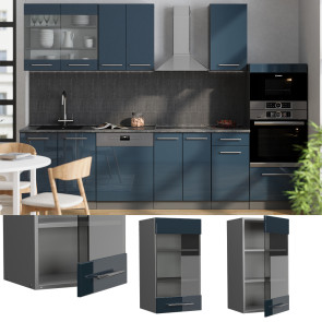 Vicco Glashängeschrank Fame-Line Anthrazit Dunkelblau Hochglanz 40 cm