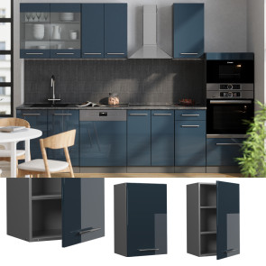 Vicco Hängeschrank Fame-Line Anthrazit Dunkelblau Hochglanz 45 cm