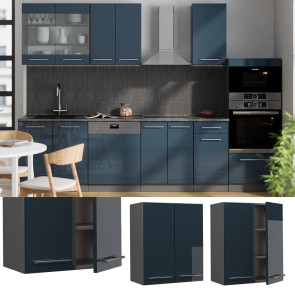 Vicco Hängeschrank Fame-Line Anthrazit Dunkelblau Hochglanz 60 cm