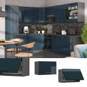 Vicco Hängeschrank Fame-Line Anthrazit Dunkelblau Hochglanz 60 cm flach