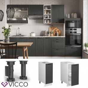 Vicco Apothekerunterschrank Küchenschrank Küchenmöbel Fame-Line Weiß Dunkelgrau Landhaus 30 cm modern