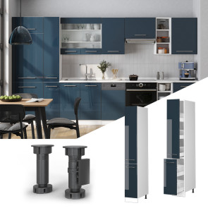 Vicco Apothekerhochschrank Fame-Line Weiß Dunkelblau Hochglanz 30 cm