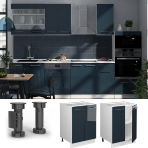 Vicco Unterschrank Fame-Line Weiß Dunkelblau Hochglanz 60 cm ohne Arbeitsplatte