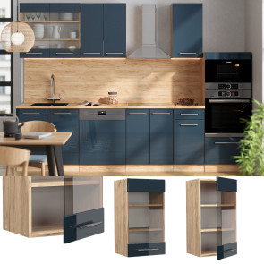 Vicco Glashängeschrank Fame-Line Eiche Dunkelblau Hochglanz 40 cm