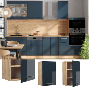 Vicco Hängeschrank Fame-Line Eiche Dunkelblau Hochglanz 45 cm