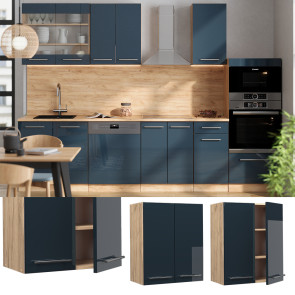Vicco Hängeschrank Fame-Line Eiche Dunkelblau Hochglanz 60 cm