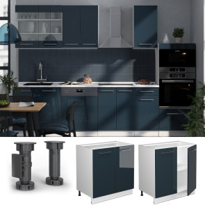 Vicco Unterschrank Fame-Line Weiß Dunkelblau Hochglanz 80 cm ohne Arbeitsplatte