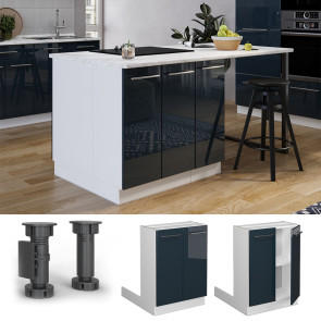 Vicco Regalinselunterschrank Fame-Line Weiß Dunkelblau Hochglanz 60 cm