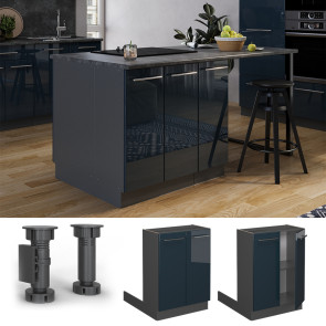Vicco Regalinselunterschrank Fame-Line Anthrazit Dunkelblau Hochglanz 60 cm