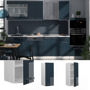 Vicco Hängeschrank Fame-Line Weiß Dunkelblau Hochglanz 30 cm