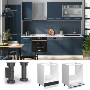 Vicco Herdumbauschrank Fame-Line Weiß Dunkelblau Hochglanz 60 cm ohne Arbeitsplatte