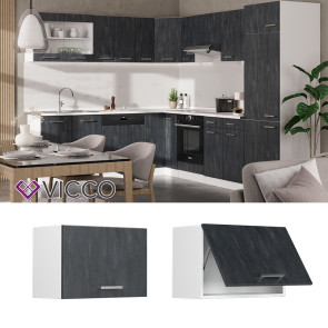 Vicco Hängeschrank R-Line Schwarz Beton Weiß 60 cm flach