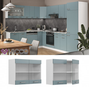 Vicco Glashängeschrank Küchenschrank R-Line Solid Weiß Blau Grau 80 cm modern