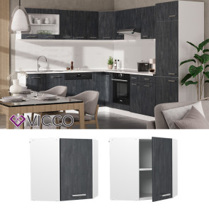 Vicco Eckhängeschrank R-Line Schwarz Beton Weiß 57 cm