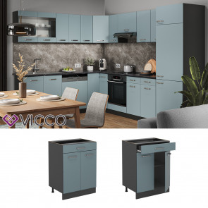 Vicco Schubunterschrank Küchenschrank R-Line Solid Anthrazit Blau Grau 60 cm modern