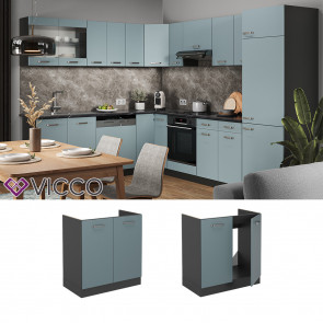 Vicco Spülenunterschrank Küchenschrank R-Line Solid Anthrazit Blau Grau 80 cm modern