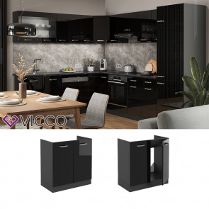 Vicco Spülenunterschrank Küchenschrank R-Line Solid Anthrazit Schwarz 80 cm modern