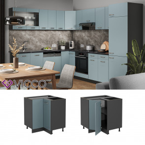 Vicco Eckunterschrank Küchenschrank R-Line Solid Anthrazit Blau Grau 87 cm modern