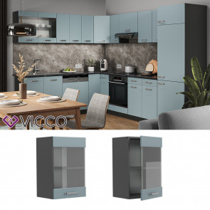 Vicco Glashängeschrank Küchenschrank R-Line Solid Anthrazit Blau Grau 40 cm modern