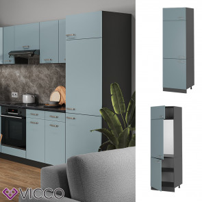Vicco Kühlumbauschrank Küchenschrank R-Line Solid Anthrazit Blau Grau 60 cm modern
