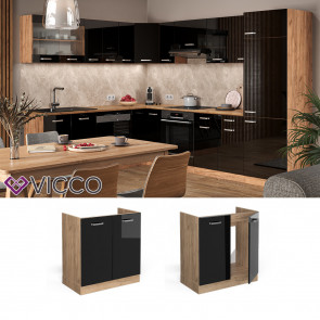 Vicco Spülenunterschrank Küchenschrank R-Line Solid Eiche Schwarz 80 cm modern