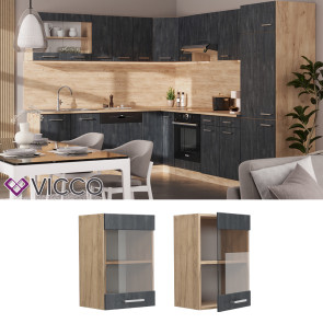 Vicco Hängeglasschrank R-Line Schwarz Beton Eiche 40 cm