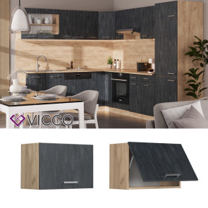 Vicco Hängeschrank R-Line Schwarz Beton Eiche 60 cm flach
