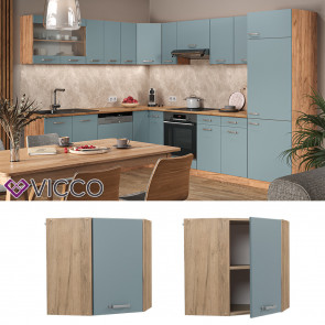 Vicco Eckhängeschrank Küchenschrank R-Line Solid Eiche Blau Grau 57 cm modern