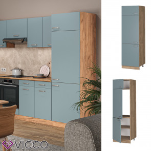 Vicco Kühlumbauschrank Küchenschrank R-Line Solid Eiche Blau Grau 60 cm modern