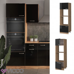 Vicco Mikrowellenschrank Küchenschrank R-Line Solid Eiche Schwarz 60 cm modern