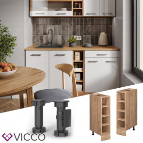 Vicco Regalunterschrank Küchenschrank Küchenzeile R-Line 20 cm Eiche Fächer