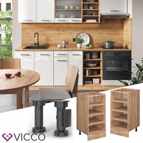 Vicco Regalunterschrank Küchenschrank Küchenzeile R-Line 40 cm Eiche Fächer