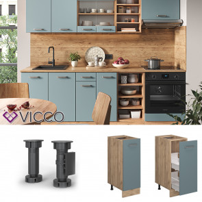 Vicco Apothekerunterschrank Küchenschrank R-Line Solid Eiche Blau Grau 30 cm modern