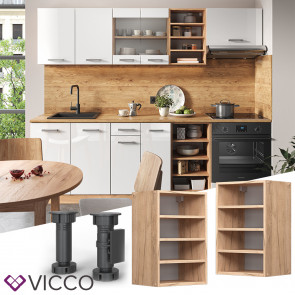 Vicco Regalhängeschrank Küchenschrank Küchenzeile R-Line 40 cm Eiche Fächer