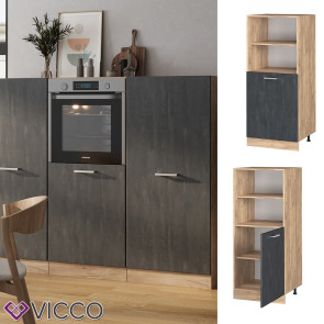 Vicco Vorratsschrank R-Line Schwarz Beton Eiche 60 cm kleine Tür