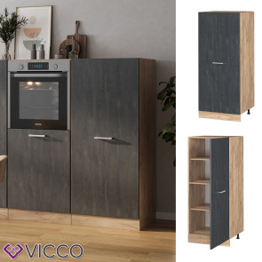 Vicco Vorratsschrank R-Line Schwarz Beton Eiche 60 cm große Tür