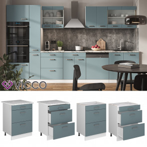 Vicco Schubladenunterschrank Küchenschrank R-Line Solid Weiß Blau Grau 60 cm modern